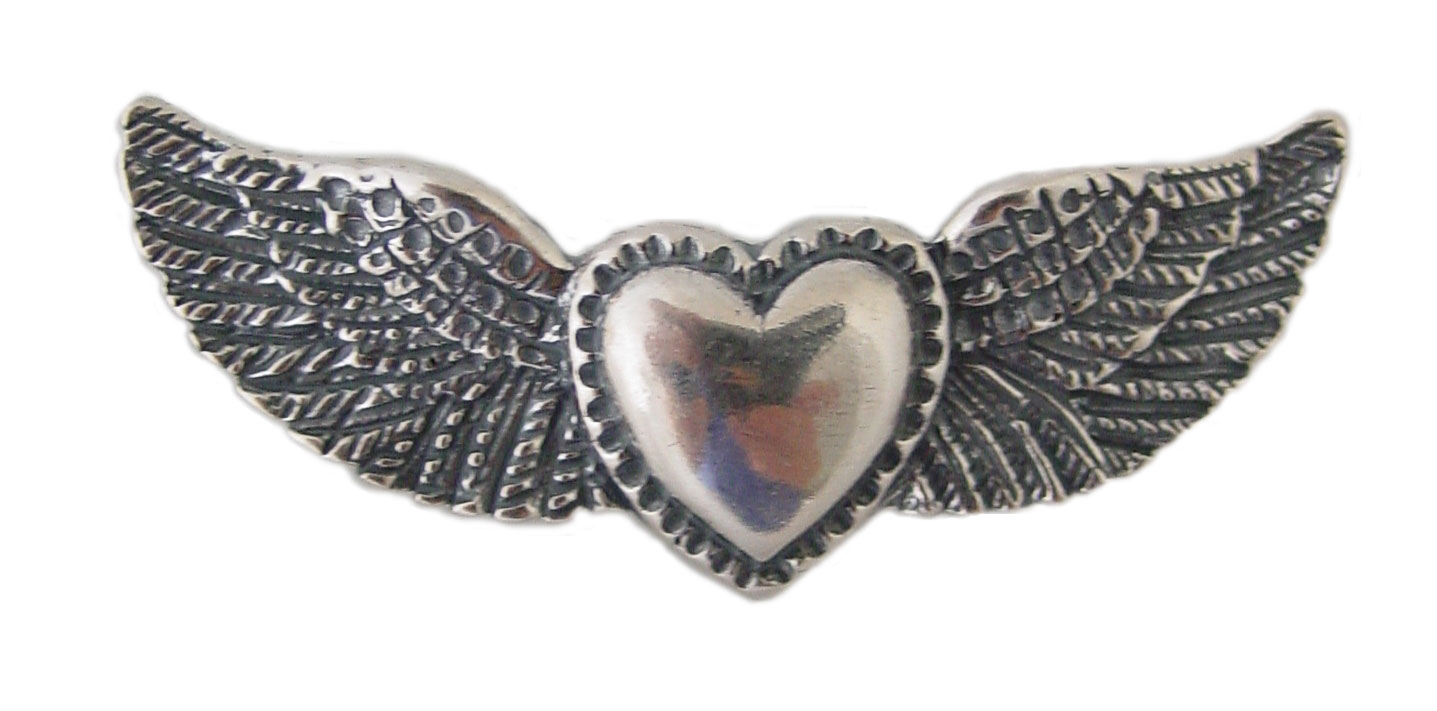 Sterling Silver Heart With Wings Pendant Charm
